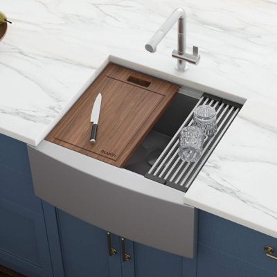 Ruvati Apron-front Workstation Farmhouse Kitchen Sink 16 Gauge Stainless Steel Single Bowl
