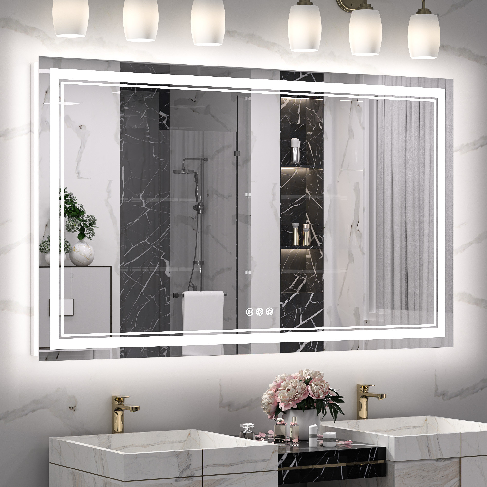 Ivy Bronx Chrisna LED Bathroom Mirror with Frontlit and Backlit ...