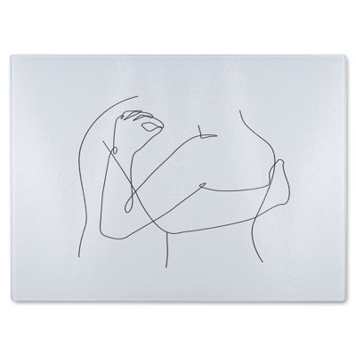 line art hug Designer Glass Chopping Board