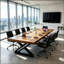 Table de conférence modulaire moderne en noyer, plateau de table modulaire en bois massif (ensemble de 2)-1322461118