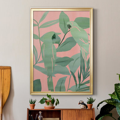 Toile encadrée rose et verte Birds Of Paradise II - prête à être accrochée