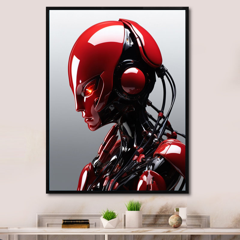 " Beastly Robot II ", Black Floater Framed, 32" H x 16" W x 1" D