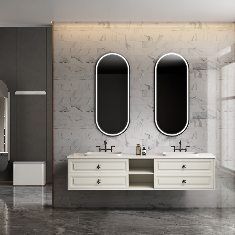 Meuble-lavabo mural de 96 po avec comptoir, Kaki