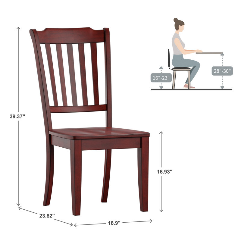 Fortville Solid Wood Windsor Back Dining Chair, Baie antique