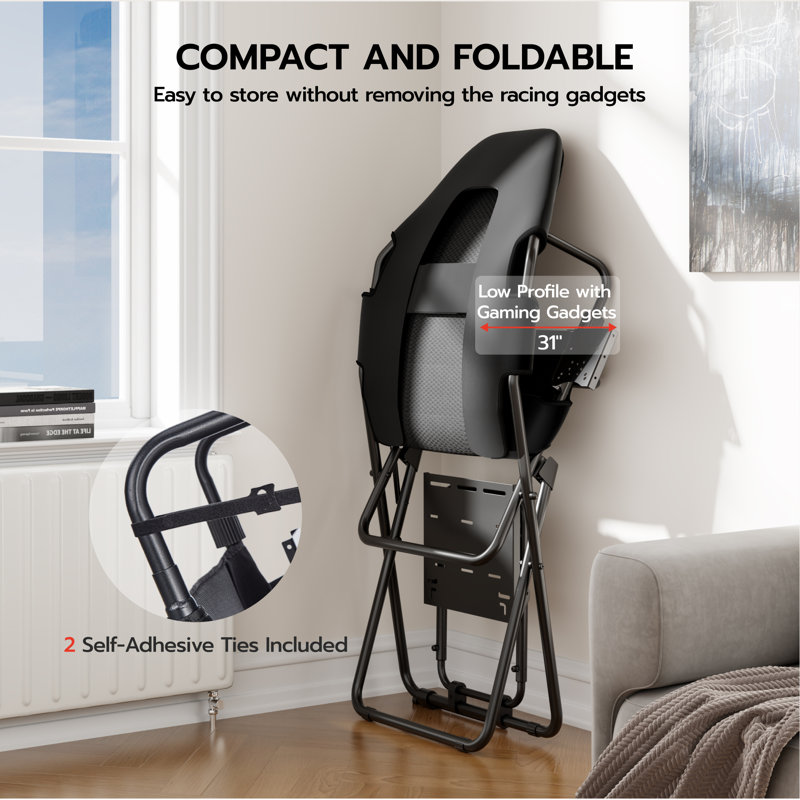 Foldable Racing Simulator Cockpit with Seat, Compatible with Fanatec, Thrustmaster, Logitech, Moza, PS5/PS4/Xbox/PC