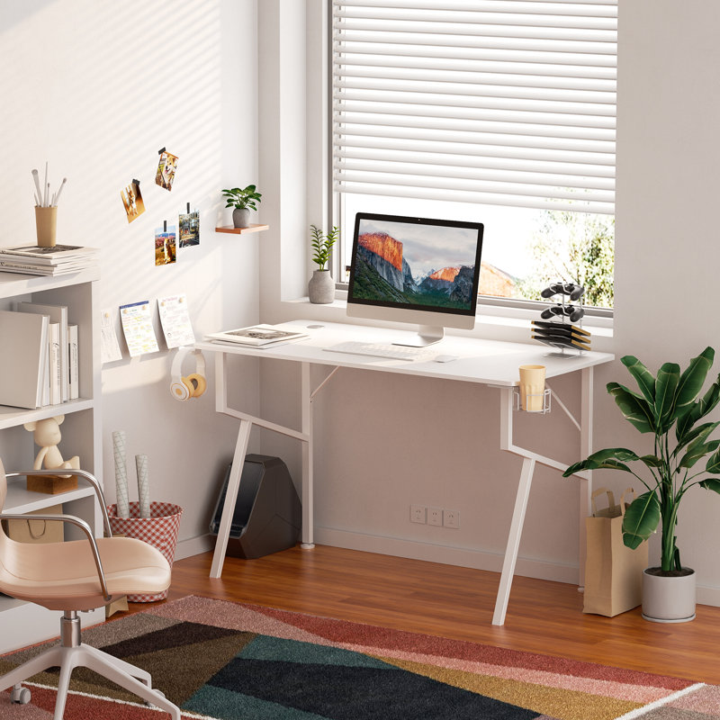Metal Base Computer Desk, White, 75cm H x 140cm W x 60cm D