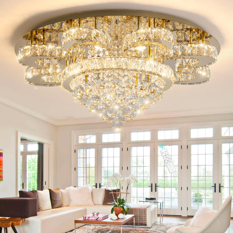 Lustre en cristal Glam, Doré, 11.8" H x 31.5" W x 31.5" D