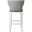 Tabouret de bar rembourré avec dossier, hauteur de 31 pouces, revêtement blanc et gris, boutons, pivotant à 180 degrés, repose-pieds en métal sur plaque, patins en plastique pour le plancher, tabouret pivotant facile à installer,