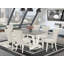 Cet ensemble de table de salle à manger 7 pièces comprend un fauteuil Parson en bois patiné et 6 chaises parsemées de tissu lin lin avec dossier capitonné - Lin brossé blanc-516785988-516785987-451015405
