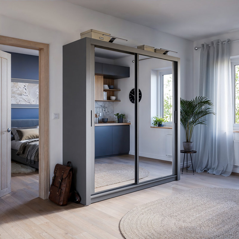 Benkley 2 Door Manufactured Wood Wardrobe, Matte Grey
