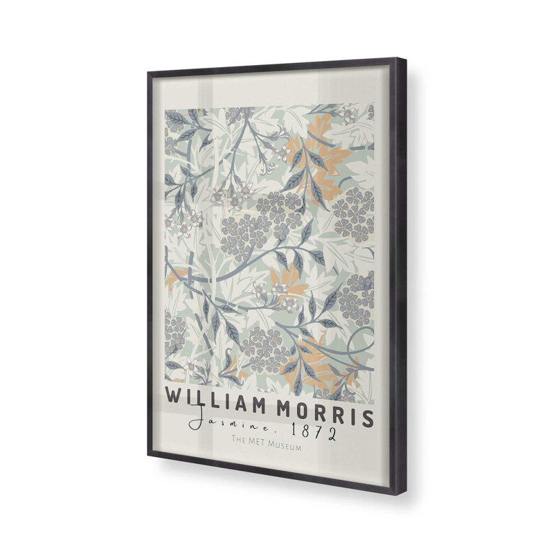 «Beige Jasmine» par William Morris, reproduction, H 15,25 po x l 12,25 po, Cadre photo simple en zinc patiné