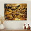 Golden Glow River In Autumn I - Paysage, impression sur bois jaune sur bois de pin naturel-793948819
