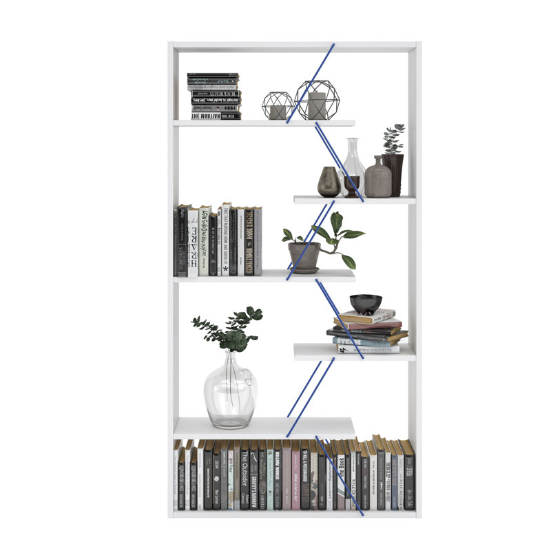 Bibliothèque à 6 tablettes Furnish Home Store, Blanc / Bleu