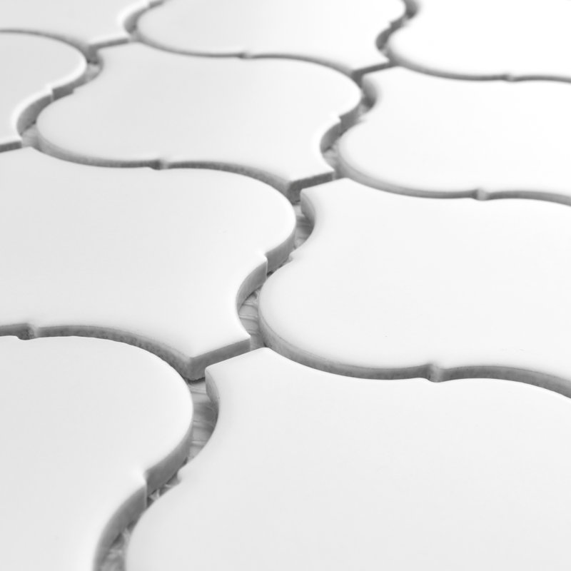 Metro Lantern Matte White 9-1/2" x 10-3/4" Porcelain Mosaic Floor and Wall  Tile