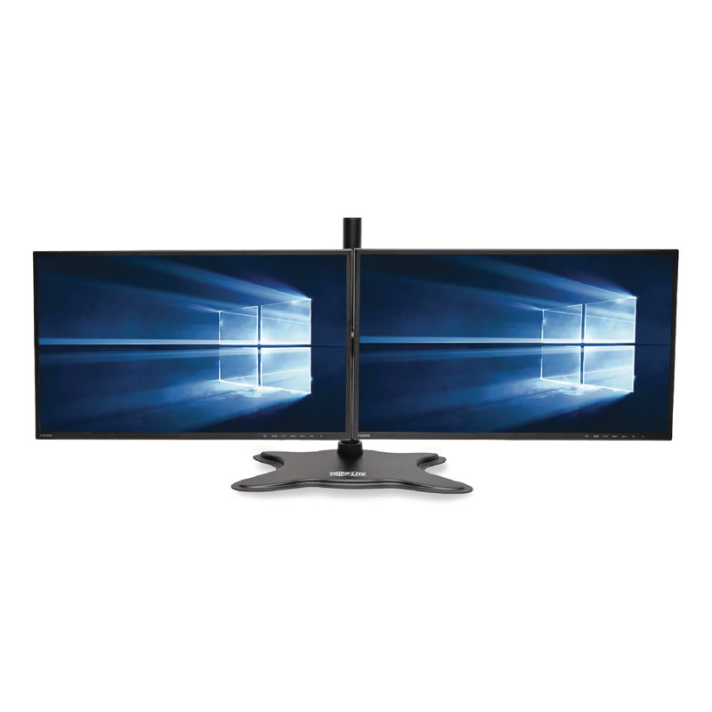 Black Steel Full-Motion Dual Monitor Desktop Stand