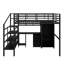 Lit mezzanine double en métal avec garde-robe et table