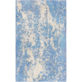 Lahore Hand Knotted Wool Area Rug in Blue/White