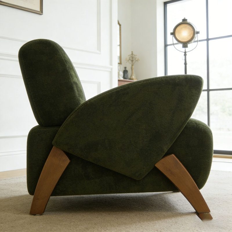 Fauteuil d'appoint en velours 28,15 pouces, Vert foncé