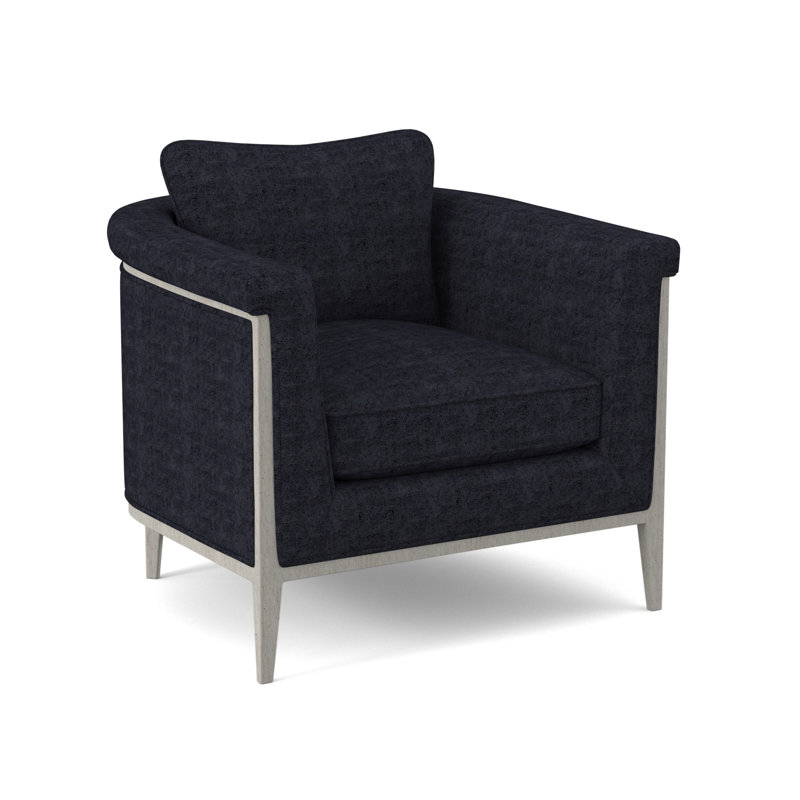 Chalice Upholstered Barrel Chair, Venice Navy, Bisque