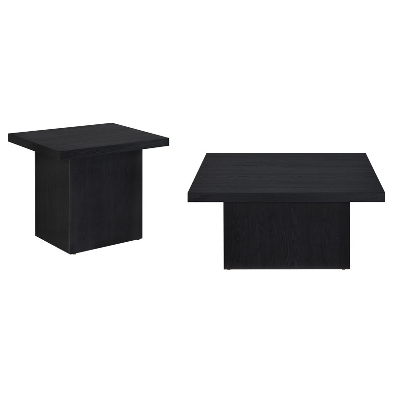 Ensemble de tables basses 2 pièces Coomes, Noir, 2 pièces: table de bout, table basse