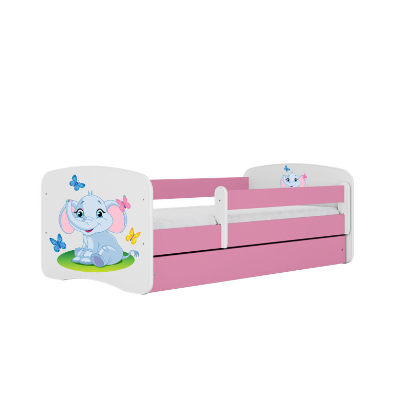 Cicero Drawer Convertible Bed and Mattress, Toddler (70 x 140 cm), Pink/White