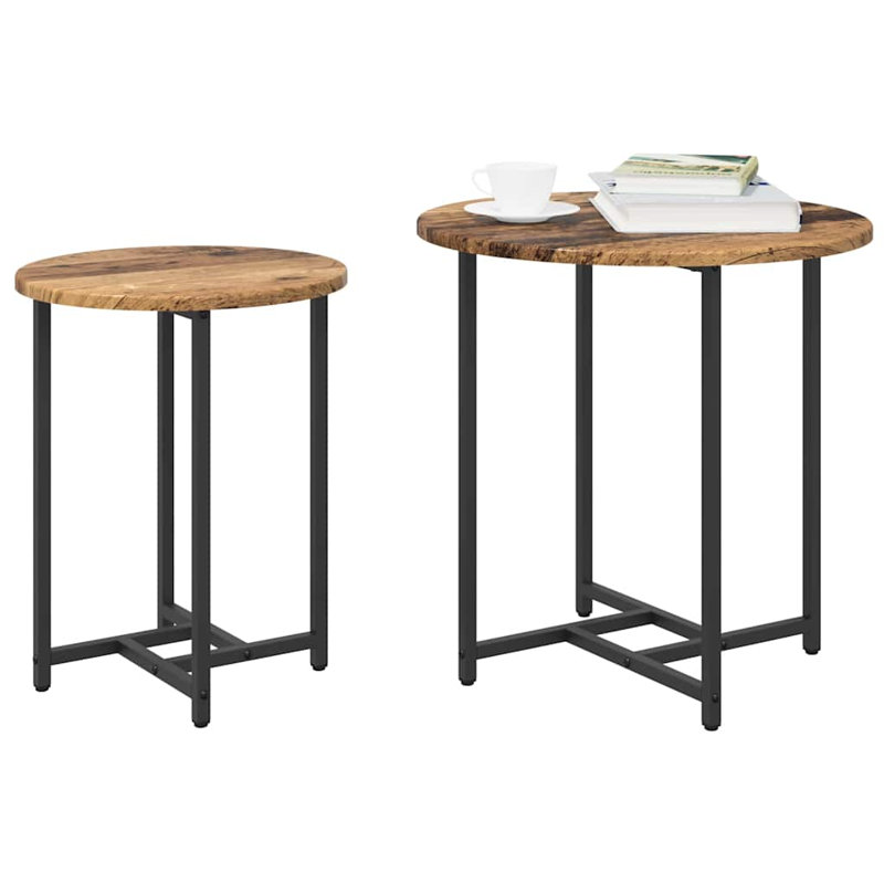  Side Table Set 2 Pcs Black Oak 50 X 50 X 50 Cm, Old Wood