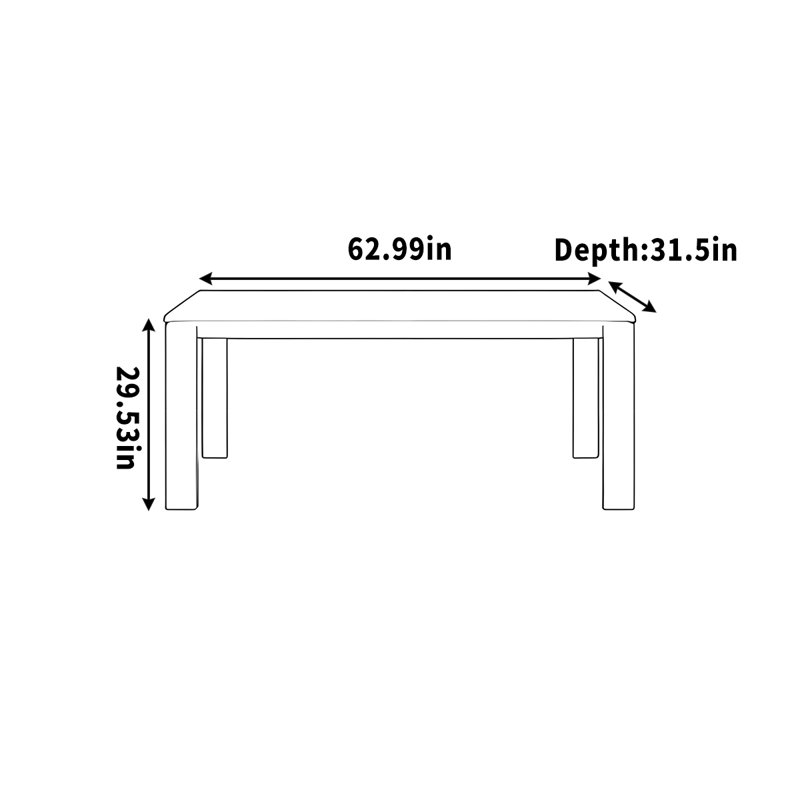 Un bureau rectangulaire pour la maison, H 29,53 po x l 62,99 po x P 31,5 po