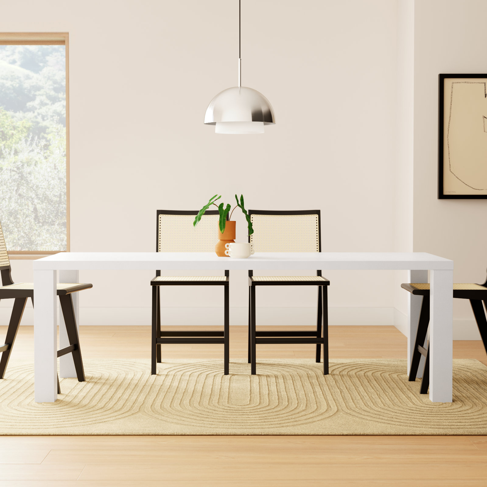 Carson Dining Table, White, 29" H x 84.3" L x 36.2" W