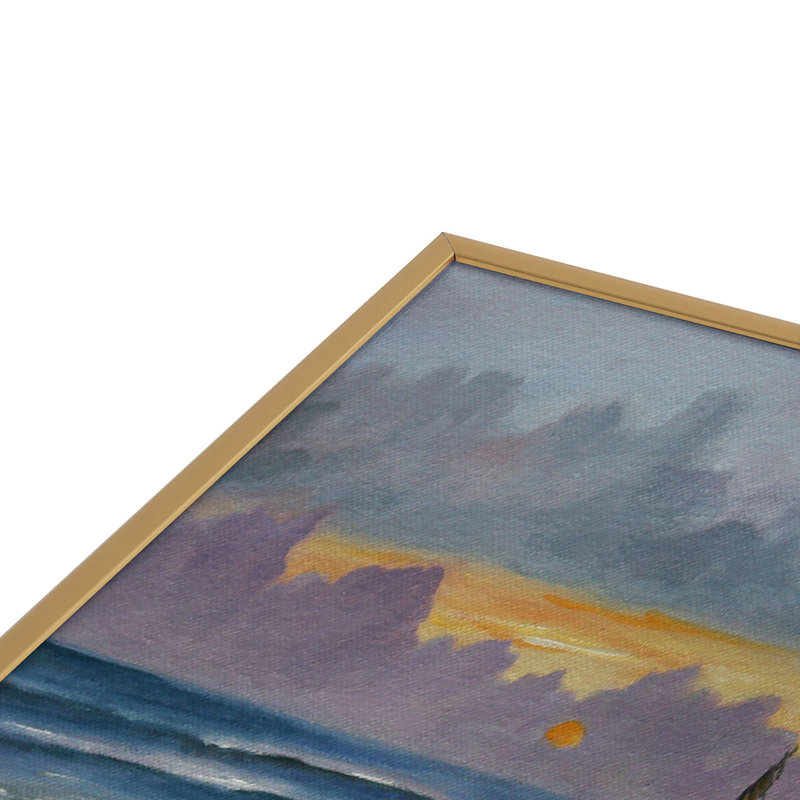 «Morning has Broken» - Peinture encadrée sur verre, H 10 po x l 10 po x P 1 po, Or