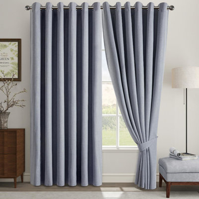 Linen Blend Blackout Curtain Panel Pair