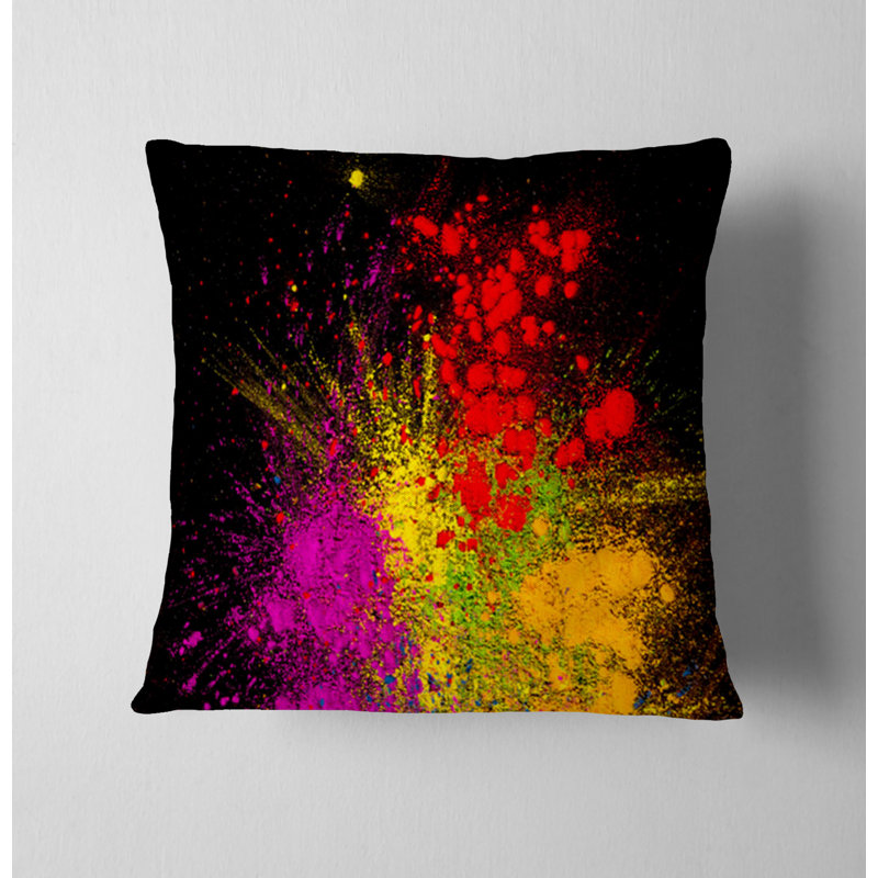 Throw Pillow With Insert, Black/Red/Yellow Abstract 3, 20"H x 20"W