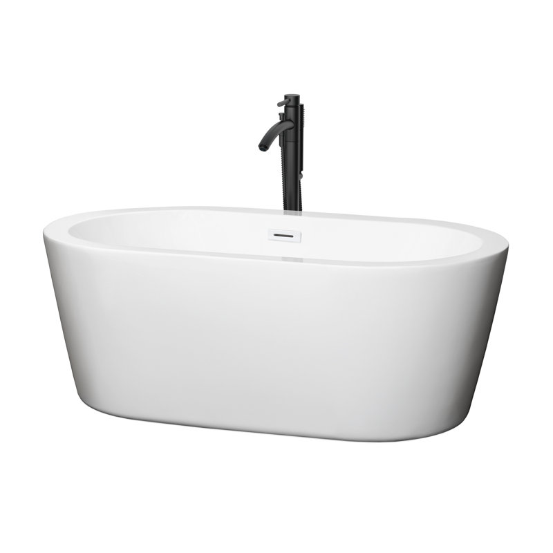 Mermaid 60 " L x 29.25 " W Freestanding and Mounting / Installation Required Soaking Acrylic Bathtub with Faucet