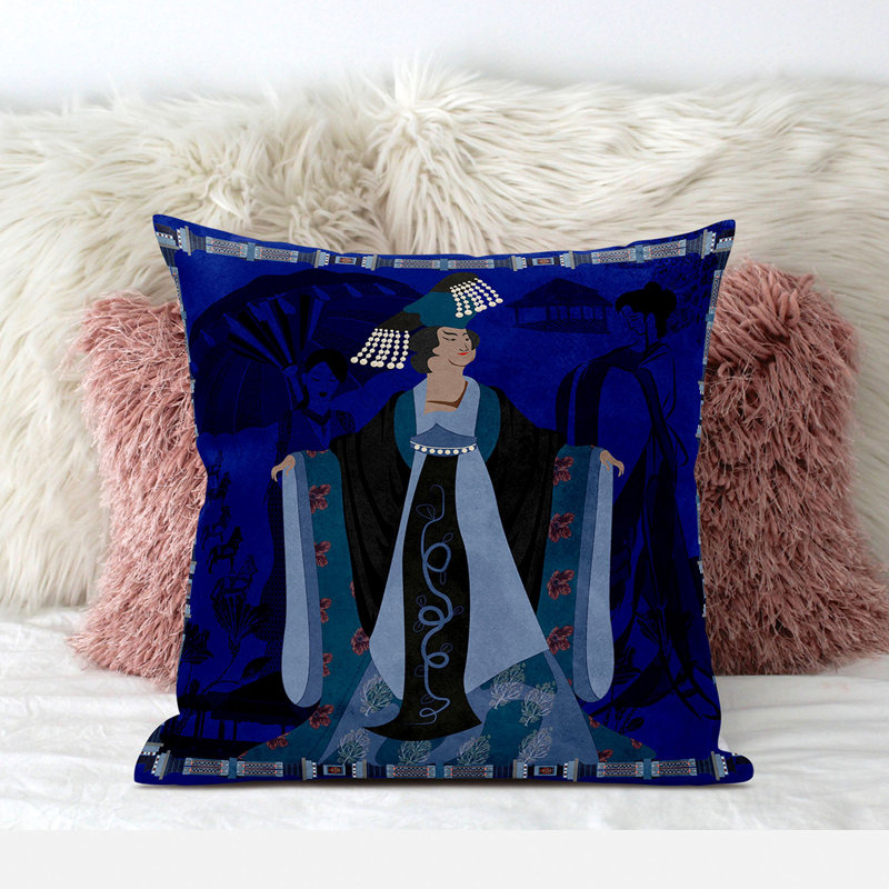 Housse et insert de coussin décoratif en polyester, 20 po x 20 po, Vert et bleu