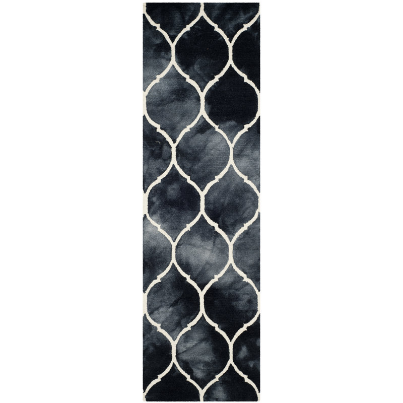 Coleman Hand Tufted Wool/Cotton Geometric Rug in Ivory/Graphite, Runner 2'3" x 6'