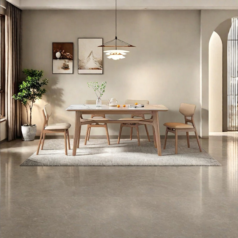 Simple small Japanese rock plate dining table, 29.53"H x 63"L x 31.5"W