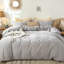 Ensemble de housse de couette légère avec fermeture à glissière 8 attaches 100% coton lavé MooMee-111275688-109236630