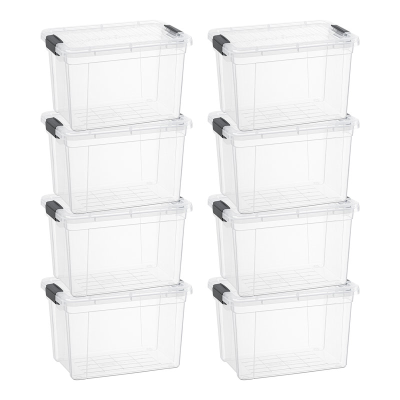 Ensemble de 8 bacs de rangement transparents Latitude Run® avec couvercles en plastique pour la maison, 7,4 pte
