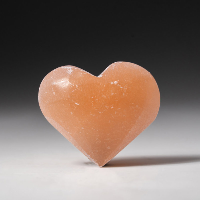 Genuine Selenite Crystal Heart from Morocco, 1.75" H x 1.75" W x 0.75" D