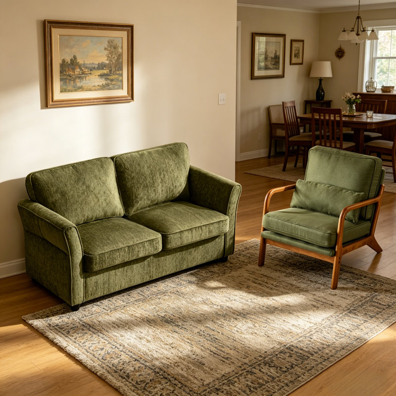 Ensemble 2 pièces de causeuse et fauteuil d'appoint, Green