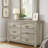 Kalonda 59 Inch 6 Drawer Dresser, Silver Metal Bar Handles, Wood Grain Gray