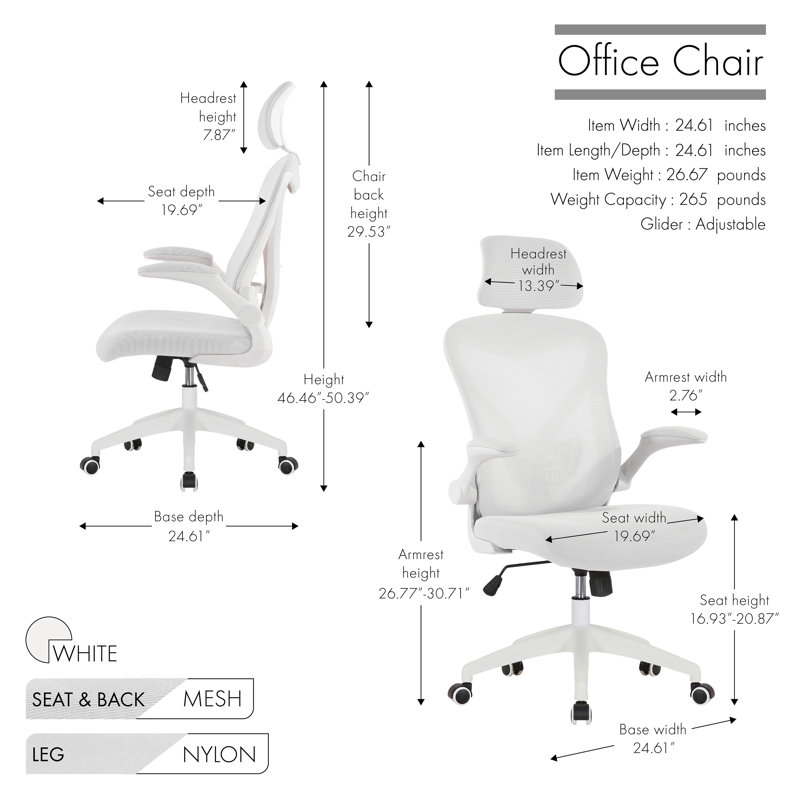Chaise de travail en filet Molina, Blanc