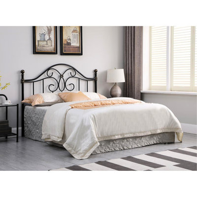 Tête de lit en métal avec ornement papillon noir et bronze pour lits