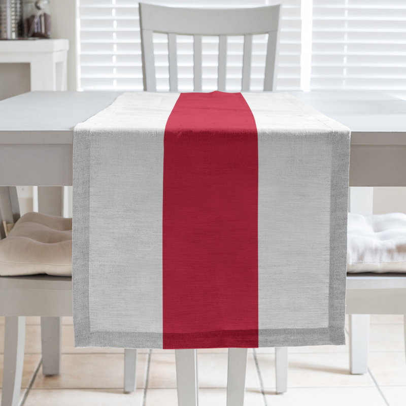 Houston Throwback Football Stripes Table Runner, 72" x 16", Houston Throwback Football Ivory/Rose Red, Polyester
