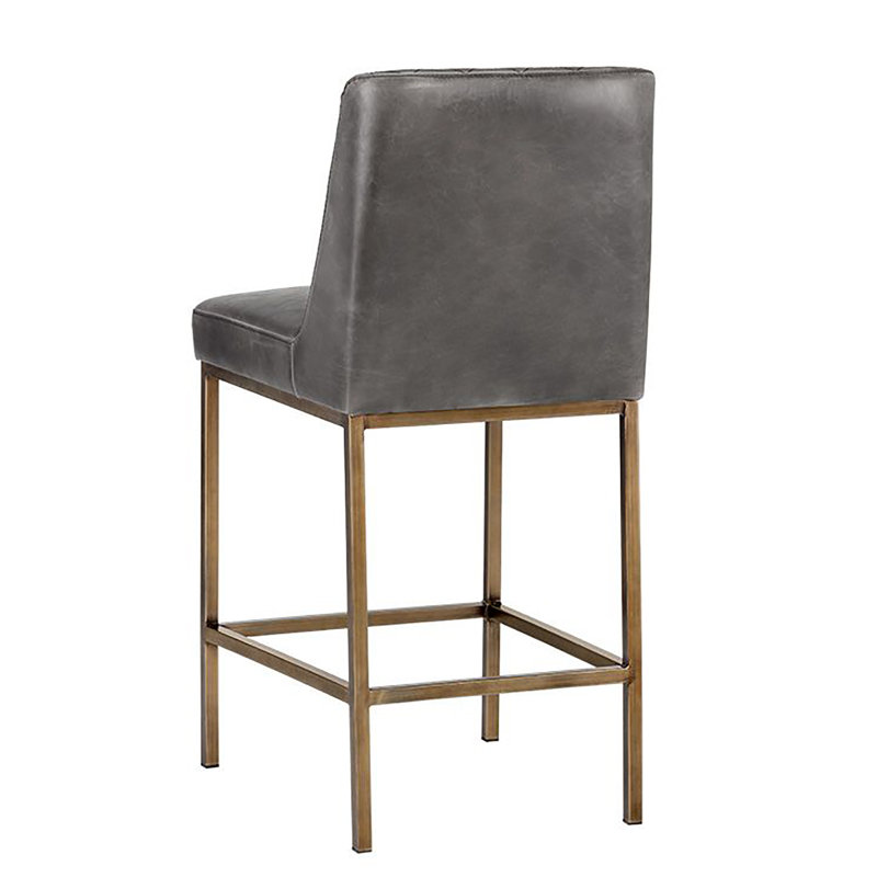 5West Upholstered Stool with Metal Frame, Gray, Counter Stool (26" Seat Height)