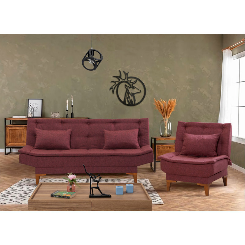 Ensemble de salon avec canapé-lit 2 pièces, Claret rouge acrylique