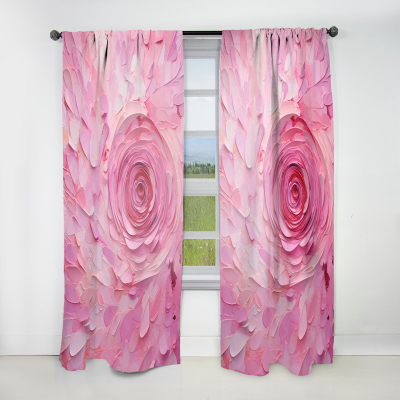 Pink Radiant Revolution Spiral I - Spirals Curtain - Velvet Room Darkening - 1 Panel, 52" W x 90" L