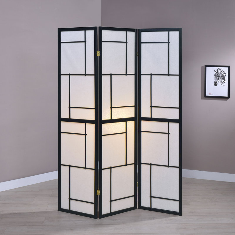 Samatha 52'' W x 70.25'' H 3 - Panel Solid Wood Folding Room Divider