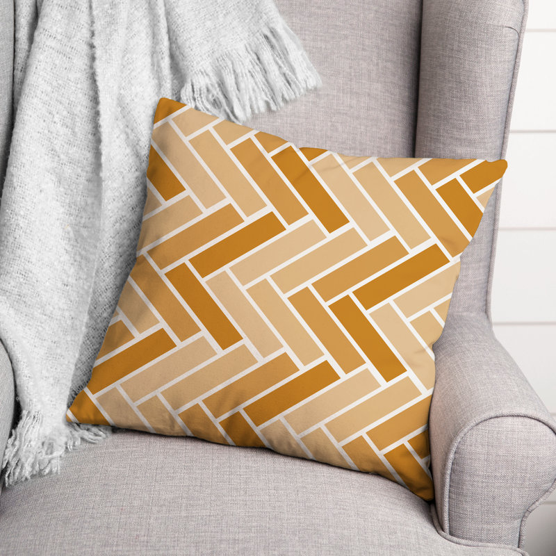 Geometric Outdoor Reversible Throw Pillow, Orange/Yellow