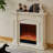 Beige Solid Wood Electric Fireplace