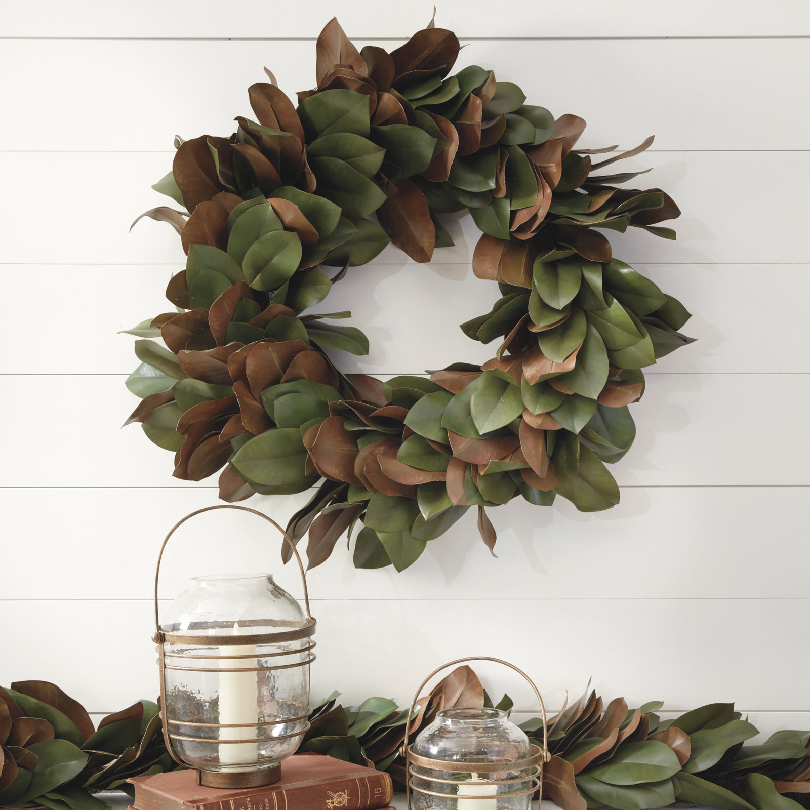 Barrigan Handcrafted Faux Magnolia Metal Wreath, 30" H x 30" W x 6" D